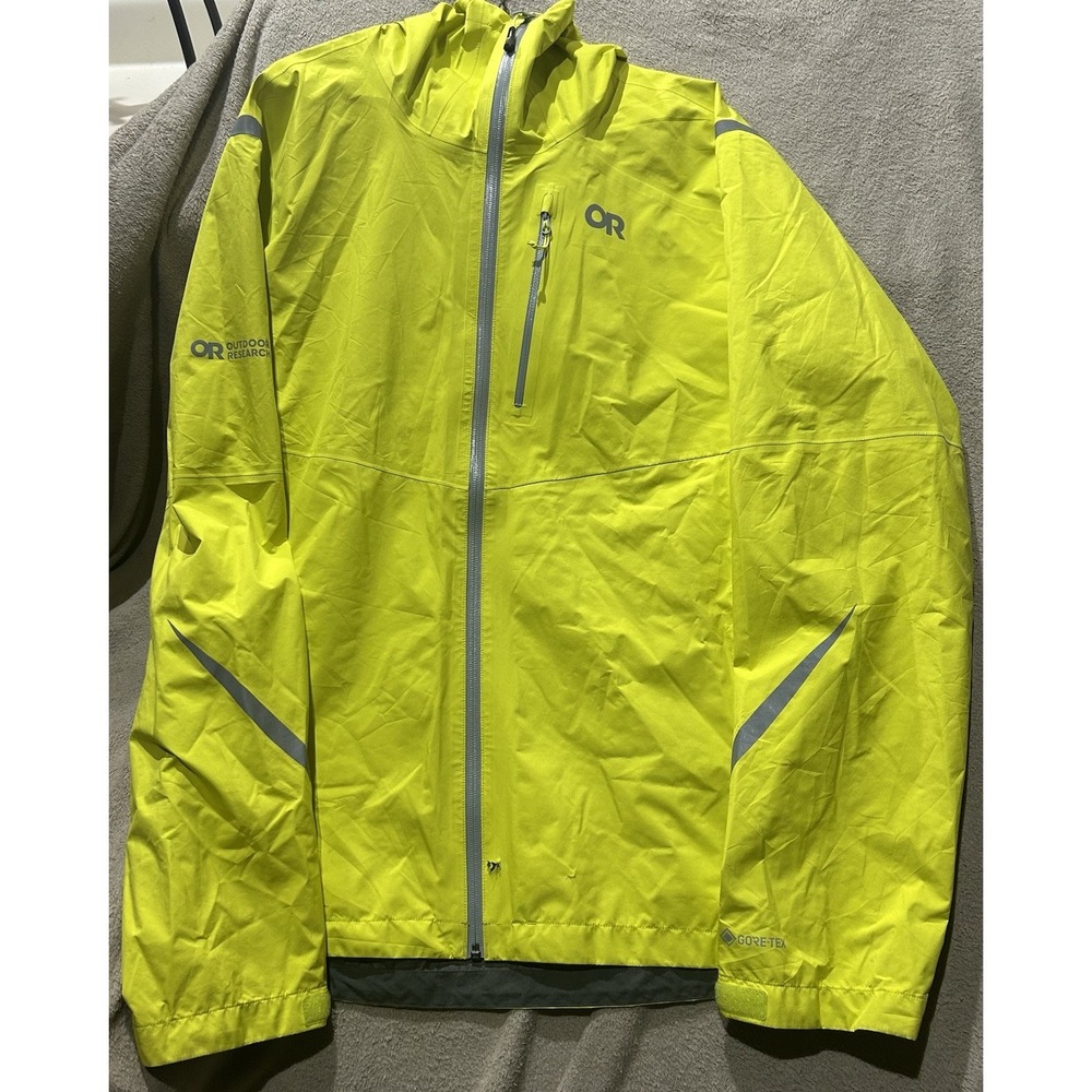 Outdoor Research Mens XL Foray II GORE-TEX Rain Jacket Shell Yellow 287615